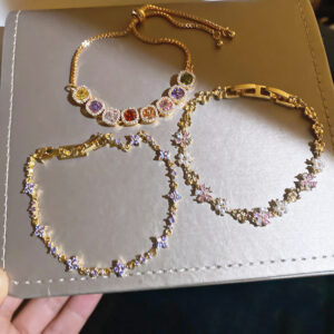 Dazzling Colorful Flower Gemstone Bracelet Dopamine